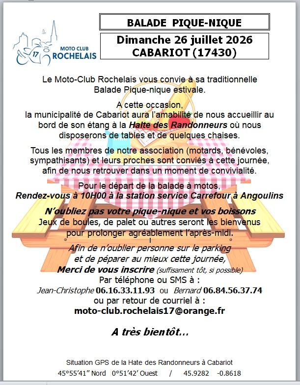 Balade pique-nique MCR 26 juillet 2026